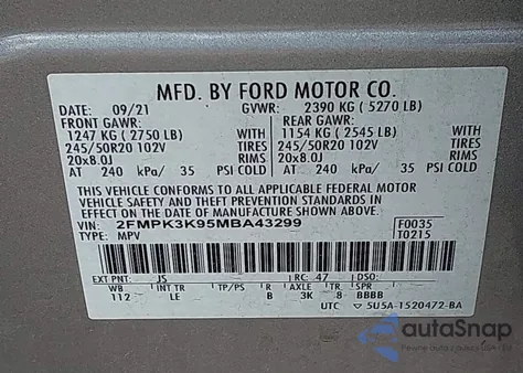 2021 Ford Edge Titanium from USA, damaged, VIN 2FMPK3K95MBA43299